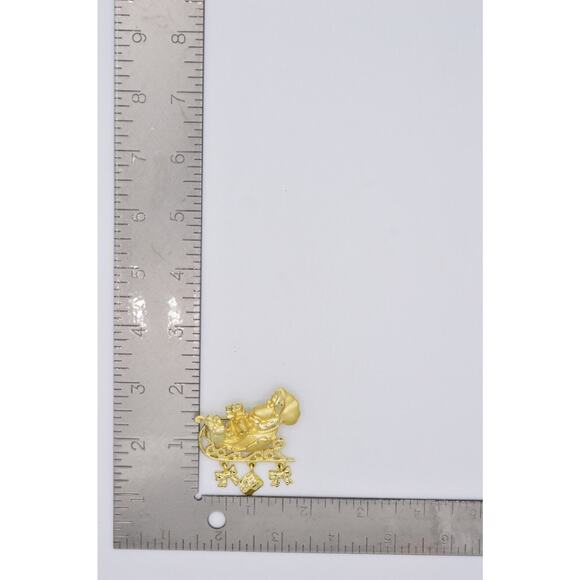 Danecraft Vintage Christmas Pin Brooch Brushed Gold Santa Sleigh Signed Bin1 - Picture 12 of 12